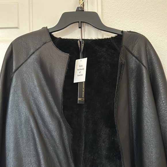 Women’s I Jeans By Buffalo Faux Leather Reversible Coat Oversized Medium - Picture 2 of 5